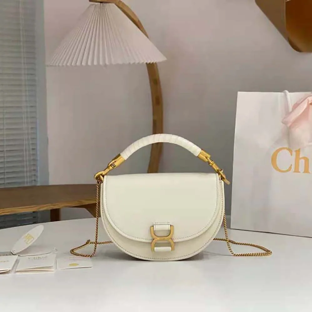 Chloé Marcie Chain Flap Bag for Women in White Chloé Marcie Chain Flap Bag for Women in White