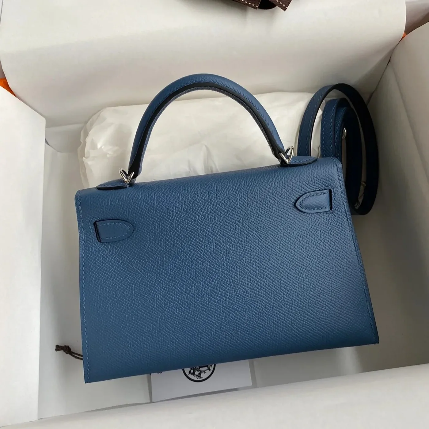 Hermes Kelly Mini Top Handle Bag in Navy Epsom Palladium Hardware Hermes Kelly Mini Top Handle Bag in Navy Epsom Palladium Hardware