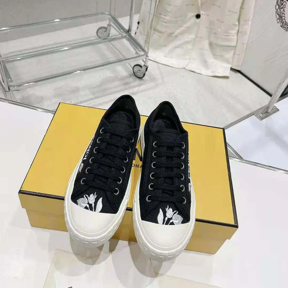 Fendi Domino Black Canvas Low Tops for Men Fendi Domino Black Canvas Low Tops for Men