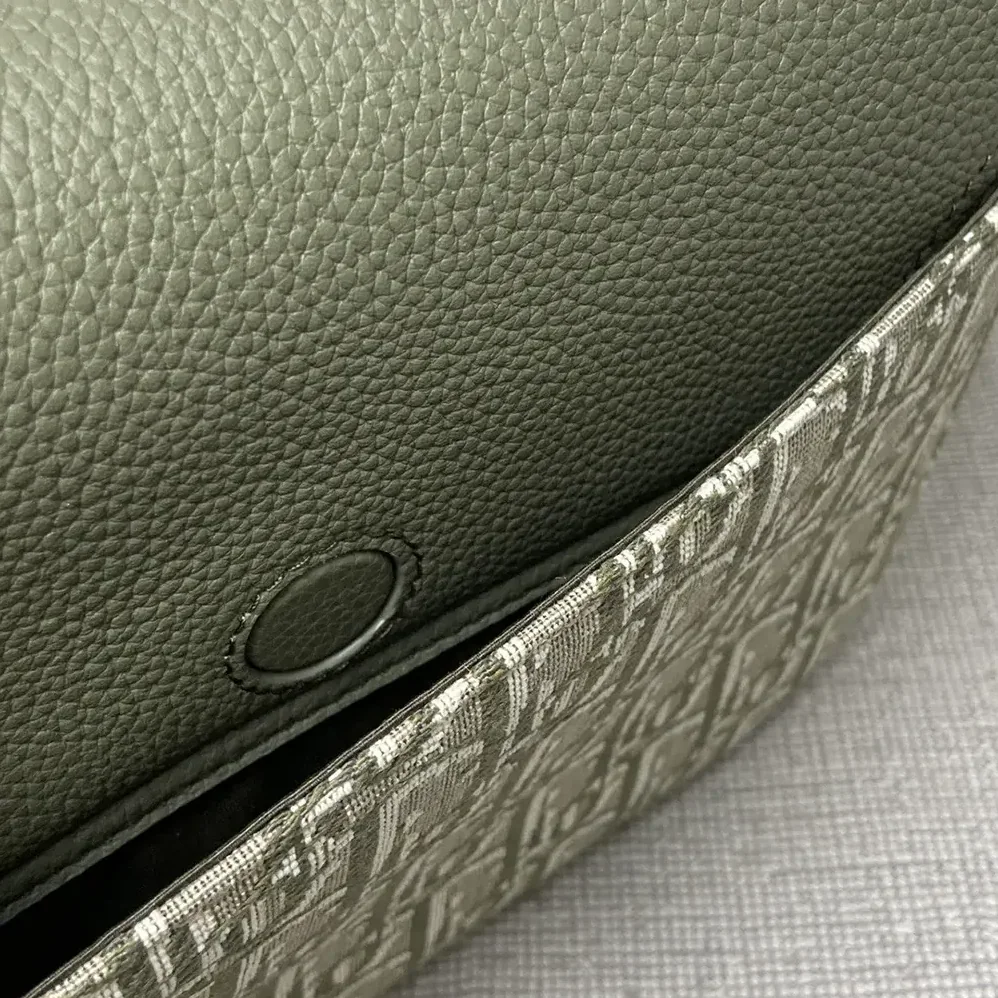 Dior Small Saddle Messenger Bag with Flap Khaki Dior Oblique Jacquard for Men