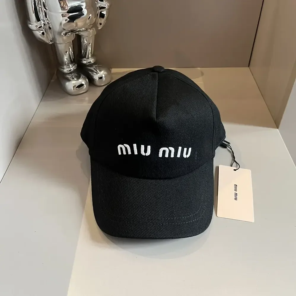 Miu Miu Drill Baseball Cap-Black 5HC179_2DXI_F0967 for Women