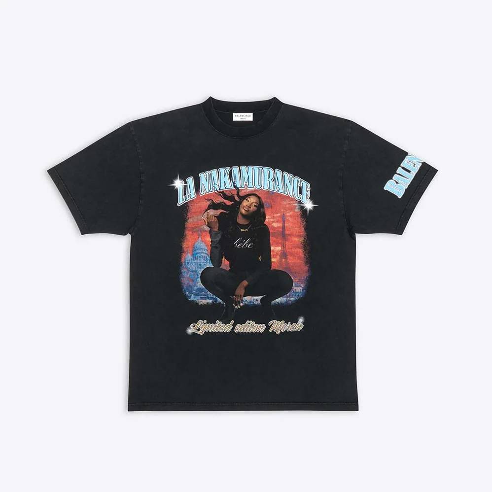 Balenciaga Music Aya Nakamura Merch T-shirt Large Fit in Black for Women Balenciaga Music Aya Nakamura Merch T-shirt Large Fit in Black for Women