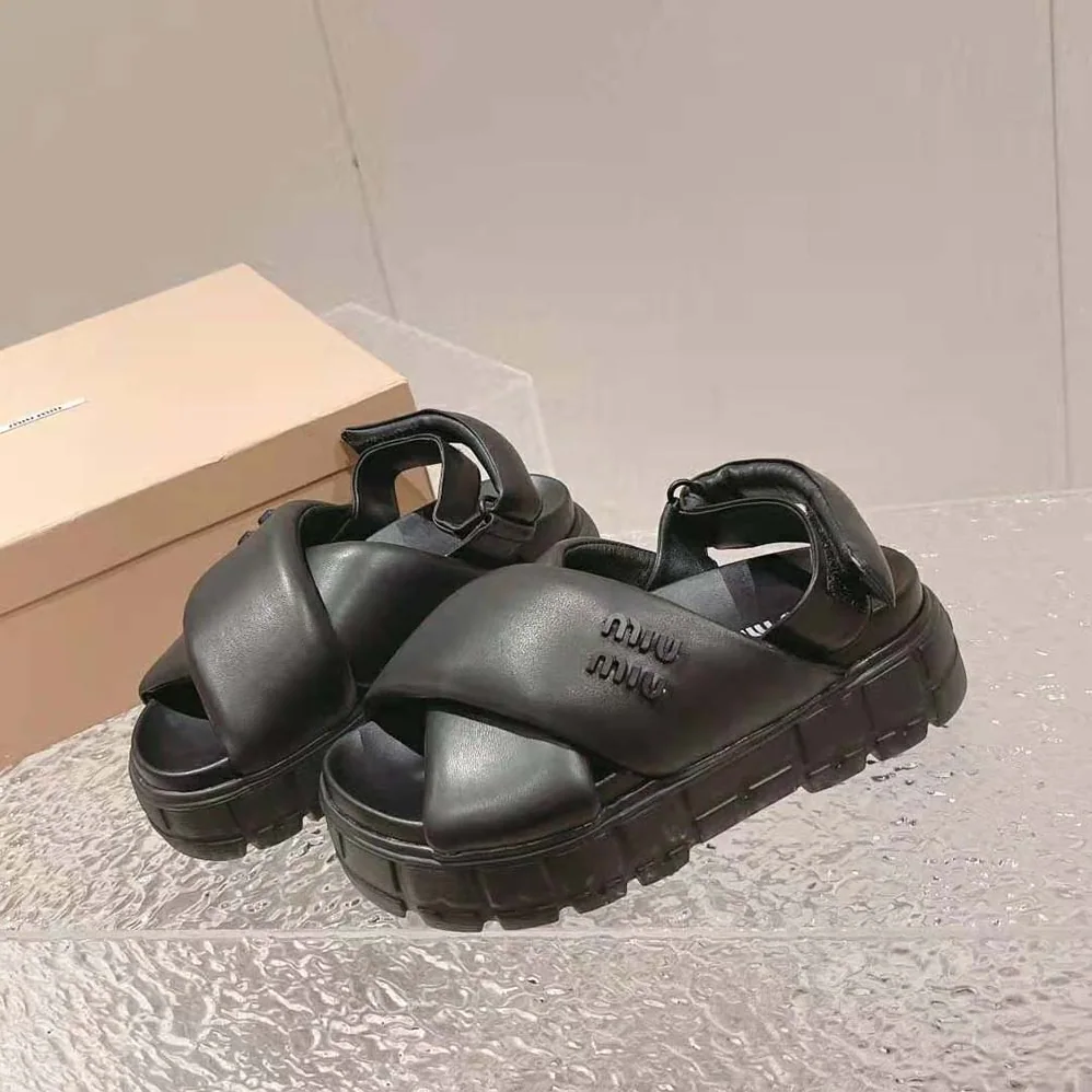 Miu Miu Sporty Nappa Leather Sandals for Women in Black Miu Miu Sporty Nappa Leather Sandals for Women in Black