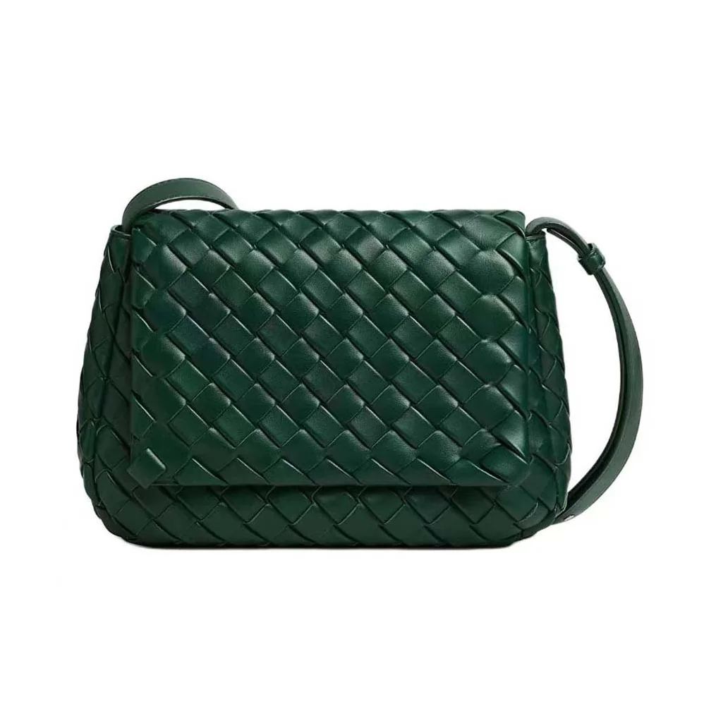 Bottega Veneta Small Cobble Messenger in Calfskin Leather for Unisex in Dark Green