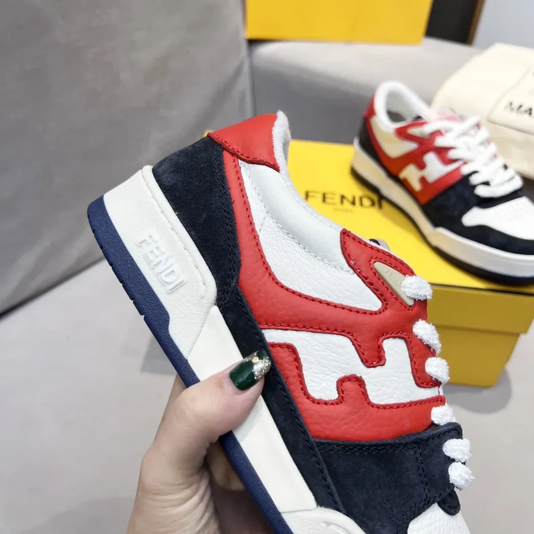 Fendi FD Match Low Tops Sneakers Red And Black Fendi FD Match Low Tops Sneakers Red And Black