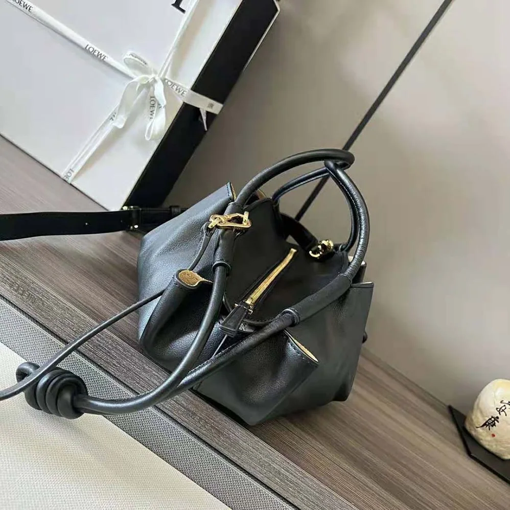 Loewe Small Paseo Bag in Shiny Nappa Calfskin for Women in Black