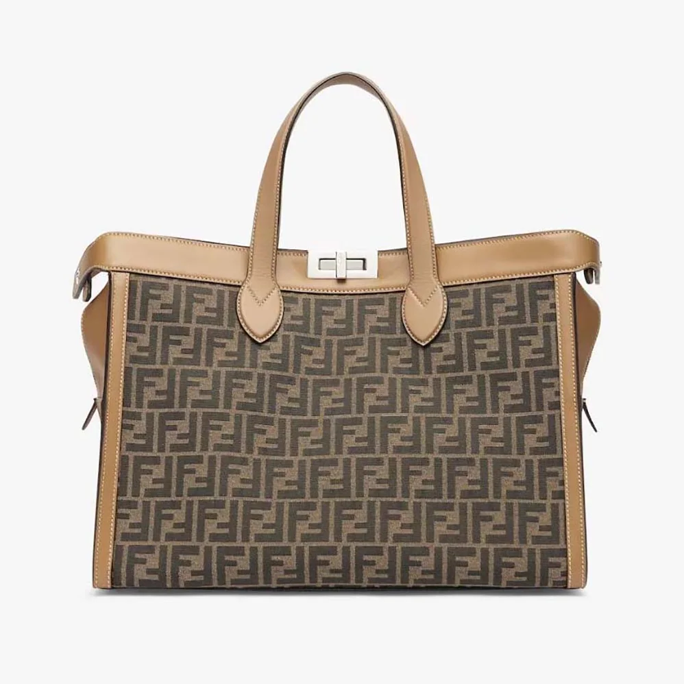 Fendi Peekaboo ISeeU Forty8 Brown FF Fabric Bag for Men Fendi Peekaboo ISeeU Forty8 Brown FF Fabric Bag for Men