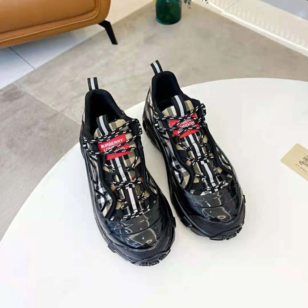 Burberry Vintage Check Cotton and Nylon Arthur Sneakers for Women in Black