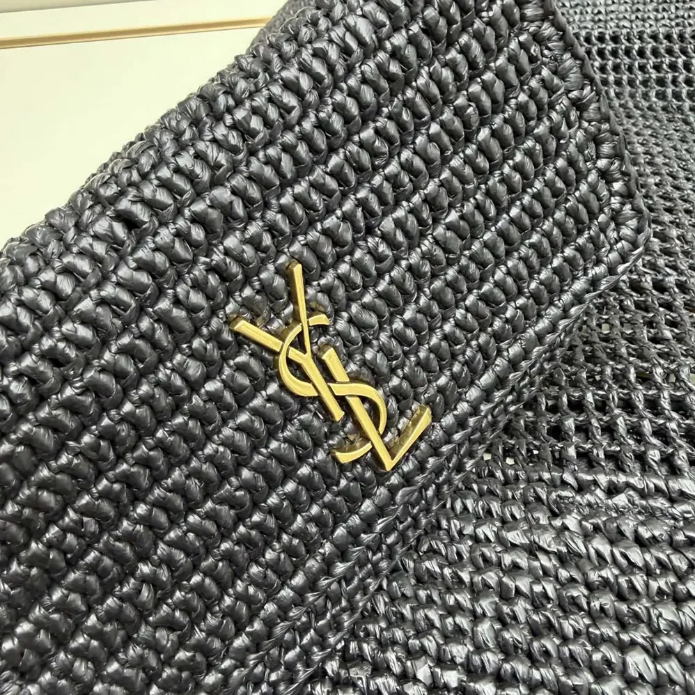 Saint Laurent YSL Icare In Raffia Black for Women Saint Laurent YSL Icare In Raffia Black for Women