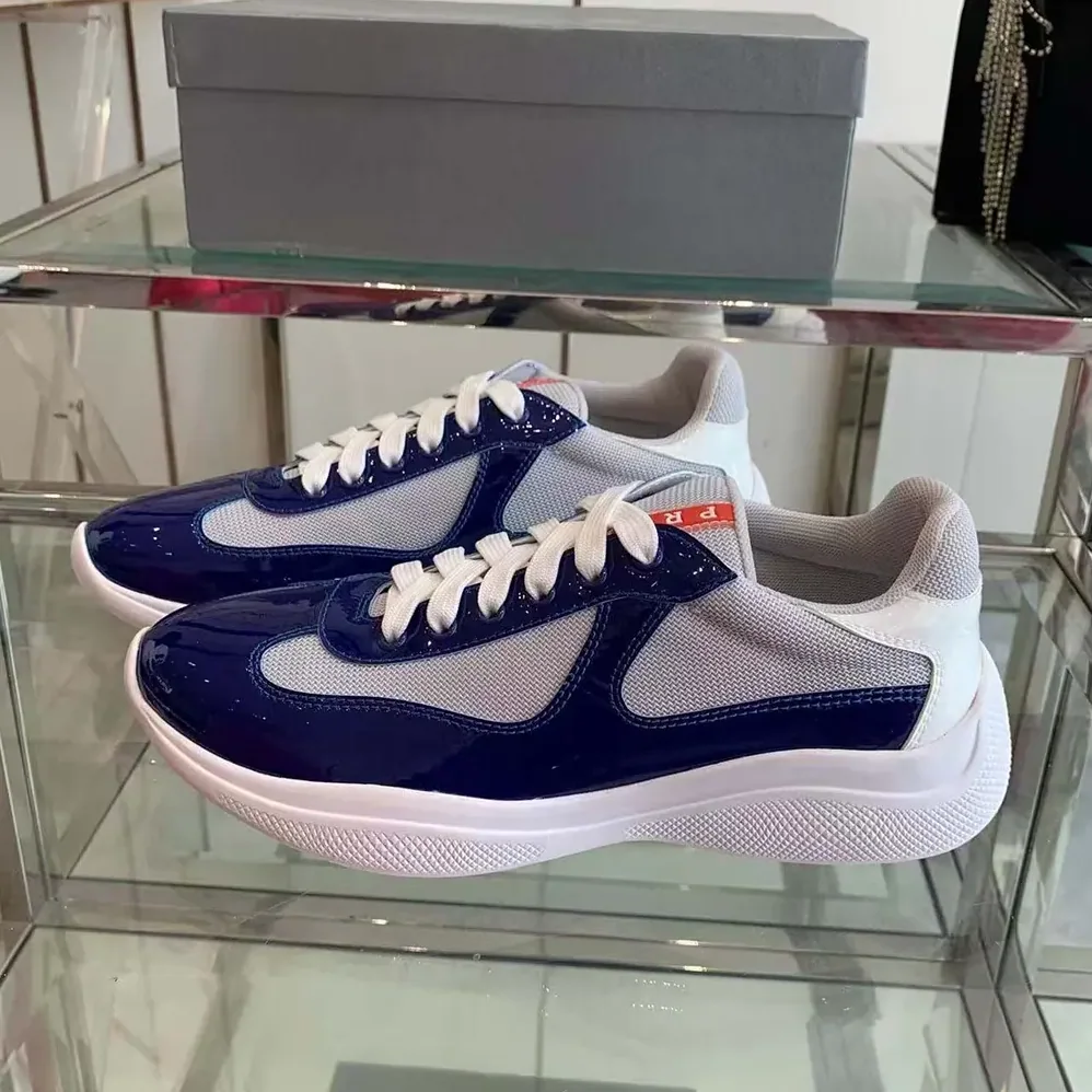 Prada America's Cup Patent Leather Patchwork Sneakers for Unisex Prada America's Cup Patent Leather Patchwork Sneakers for Unisex