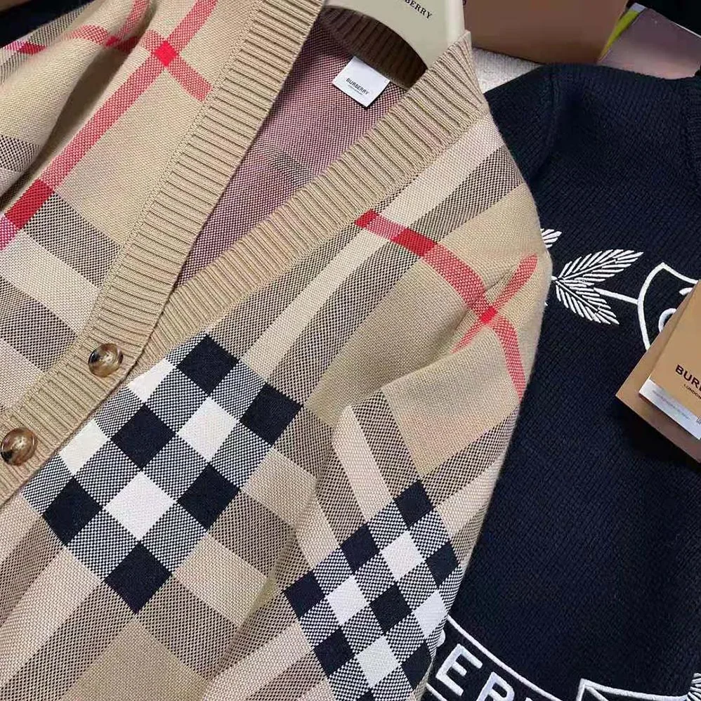 Burberry Check Technical Wool Jacquard Cardigan for Women