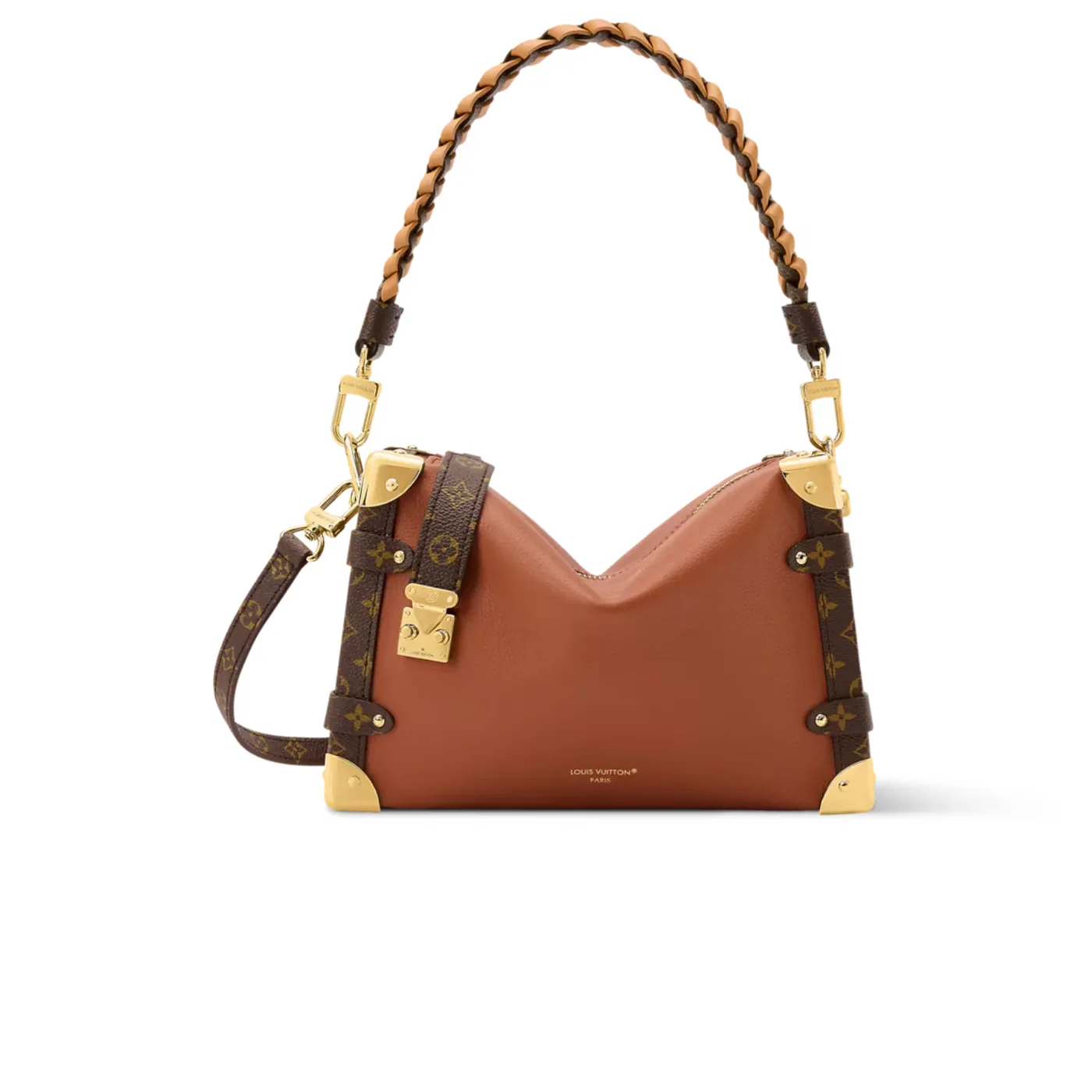 Louis Vuitton Side Trunk MM Shoulder Bag in Cognac Gold Hardware