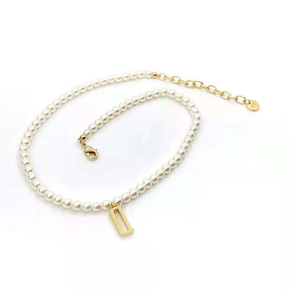 Dior Dio(r)evolution Necklace Gold-Finish Metal and White Resin Pearls for Women