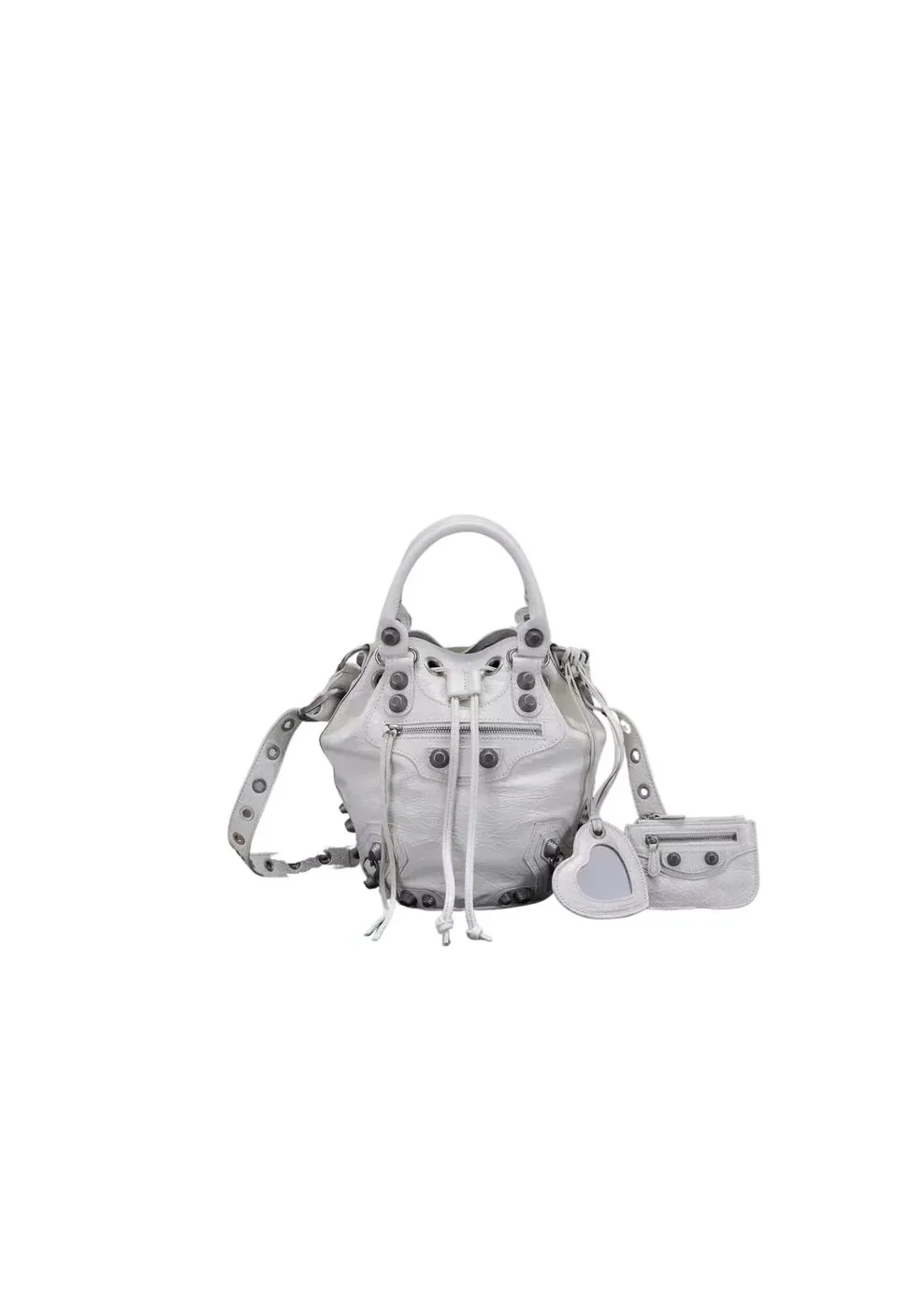 Balenciaga Le Cagole Small Bucket Bag In White in Black/Purple /