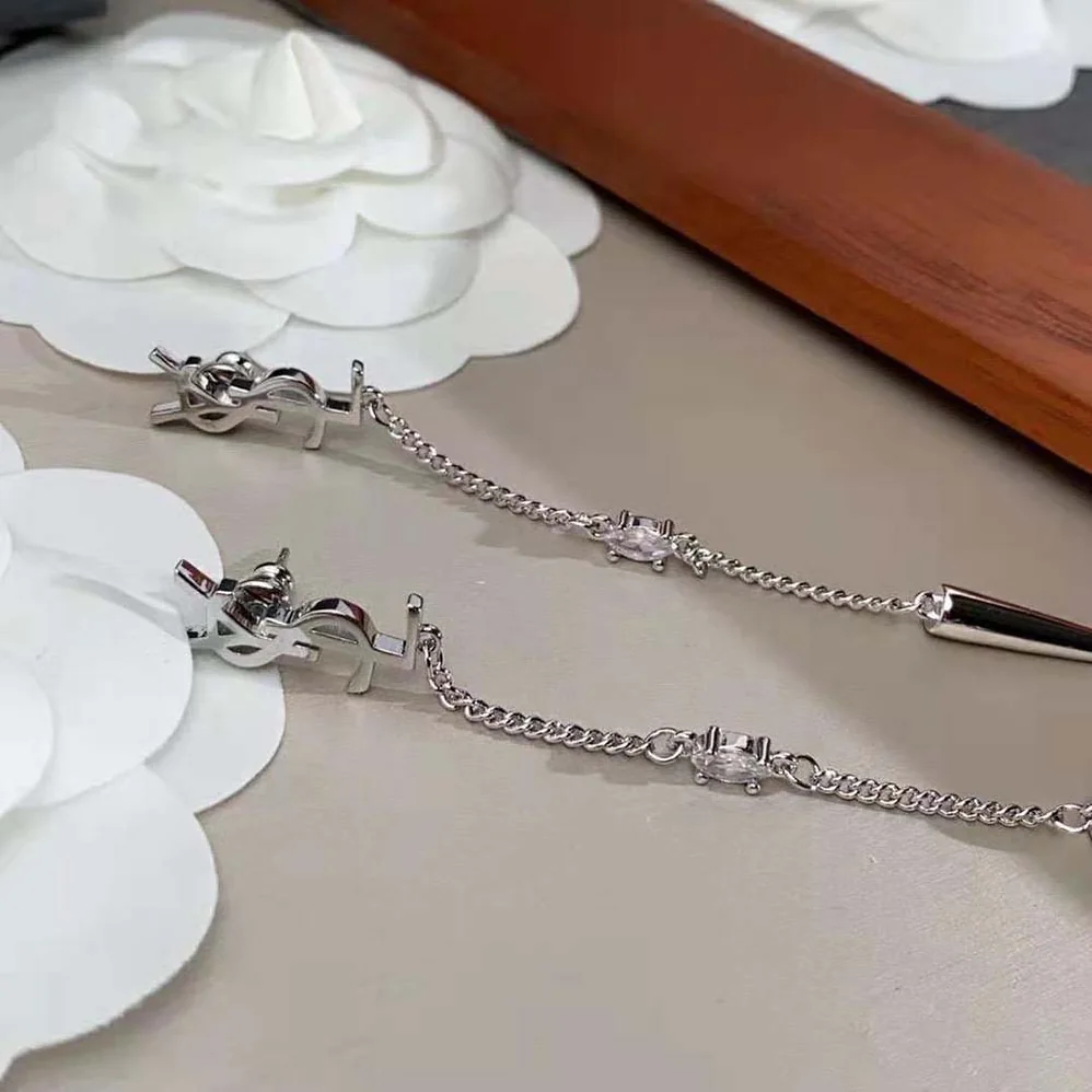 Saint Laurent YSL Opyum YSL Rhinestone Spike Earrings in Metal for Women Saint Laurent YSL Opyum YSL Rhinestone Spike Earrings in Metal for Women
