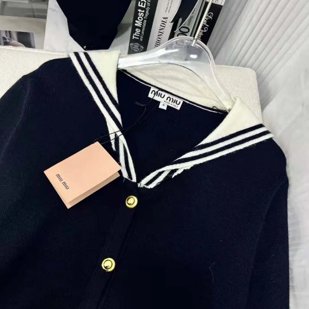Miu Miu Cashmere Cardigan with Intarsia Logo for Women Miu Miu Cashmere Cardigan with Intarsia Logo for Women