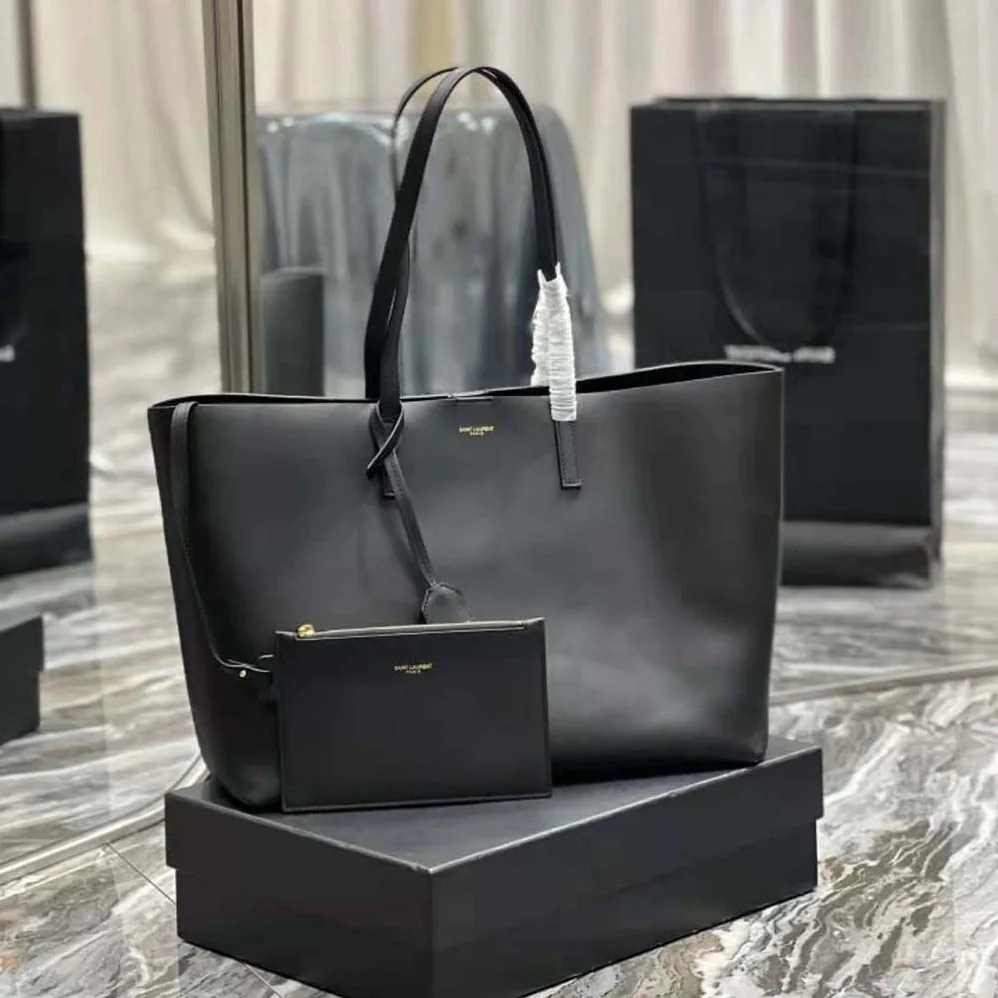 Saint Laurent YSL Shopping Saint Laurent E/W in Supple Leather for Women in Black Saint Laurent YSL Shopping Saint Laurent E/W in Supple Leather for Women in Black