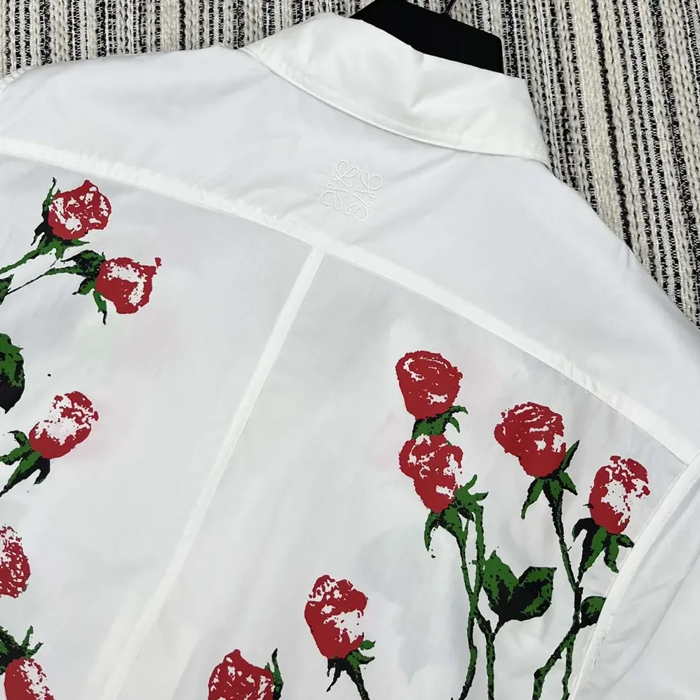 Loewe Short Sleeve Shirt in Cotton for Women in White Loewe Short Sleeve Shirt in Cotton for Women in White
