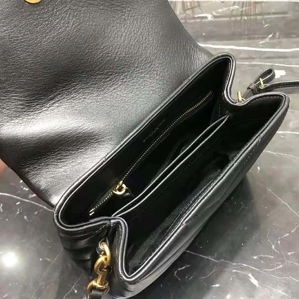 Saint Laurent YSL Loulou Toy Strap Bag in Matelassé “Y” Leather for Women in Black