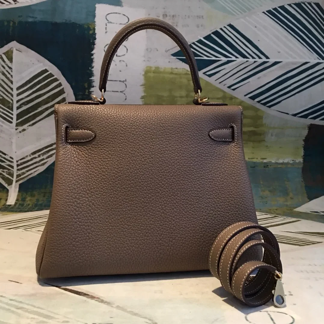 Hermes Kelly 28 Greige Bag With Gold Toned Harware
