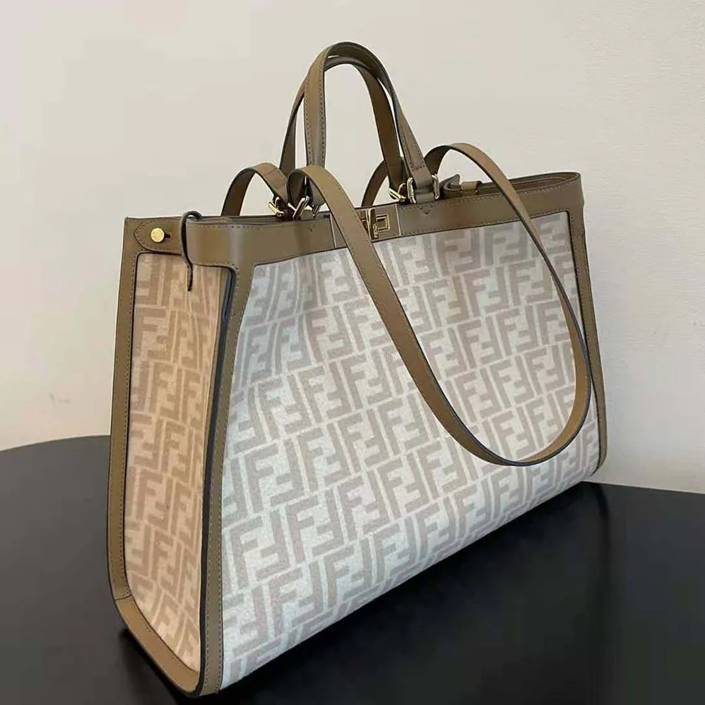 Fendi Medium Peekaboo X-Tote Beige FF Wool Bag for Women Fendi Medium Peekaboo X-Tote Beige FF Wool Bag for Women