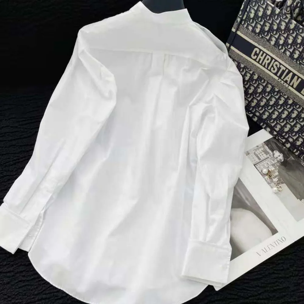 Dior Blouse with Ruffles White Cotton Poplin for Women Dior Blouse with Ruffles White Cotton Poplin for Women