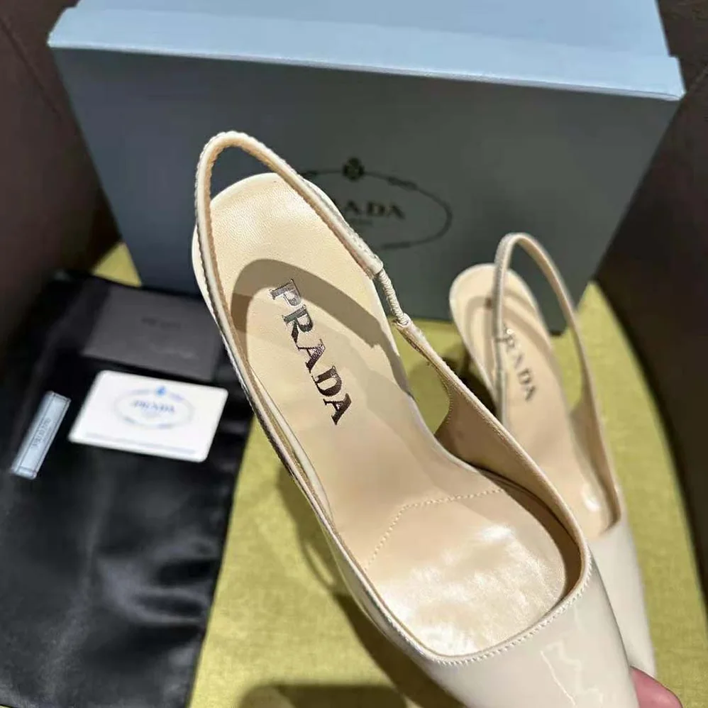 Prada Patent Leather Slingbacks for Women in White