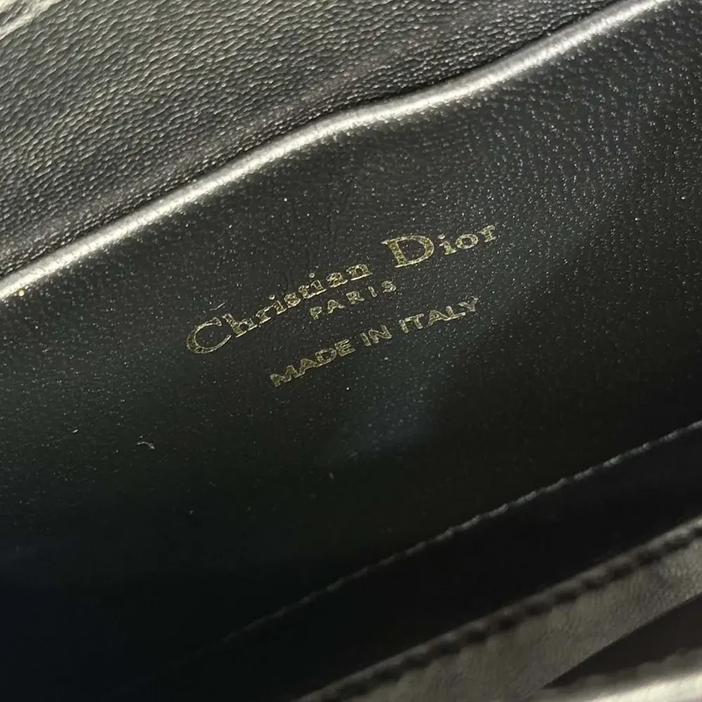 Dior Medium 30 Montaigne Avenue Top Handle Bag Black Ribbed Calfskin for Women