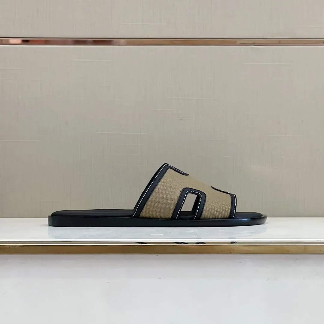 Hermes Izmir Sandals Black in Beige
