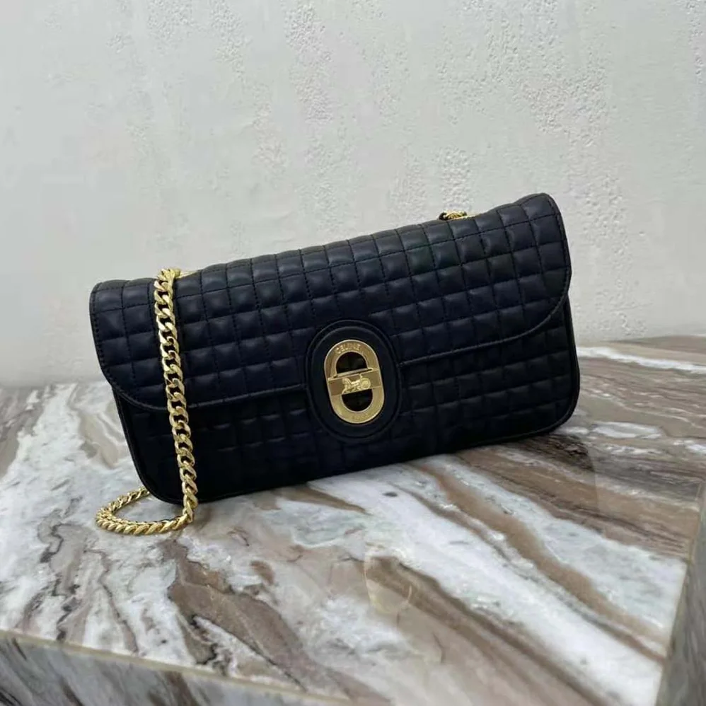 Celine Medium Chain Sulky Bag in Quilted Lambskin for Women in Black