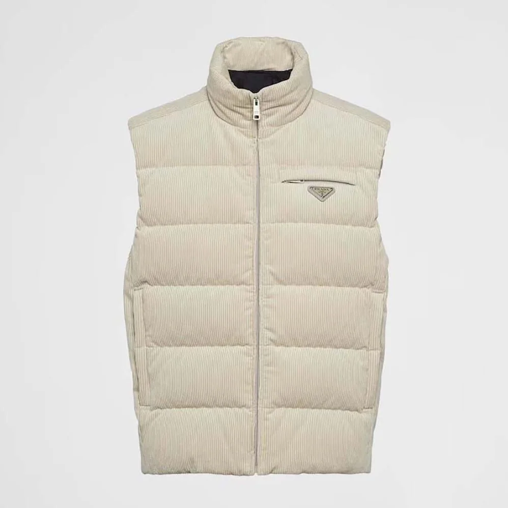 Prada Cropped Corduroy Down Vest for Men Prada Cropped Corduroy Down Vest for Men