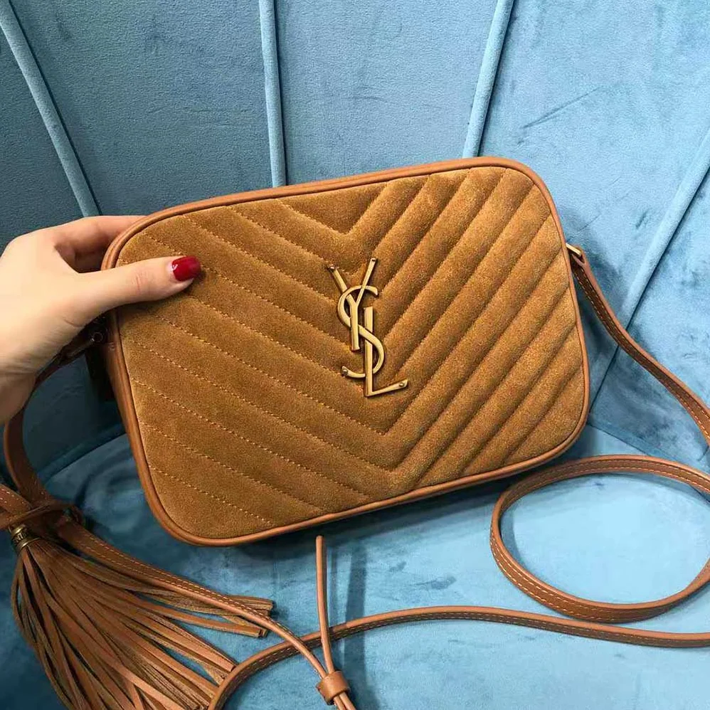 Saint Laurent YSL Lou Camera Bag in Quilted Suede and Smooth Leather for Women