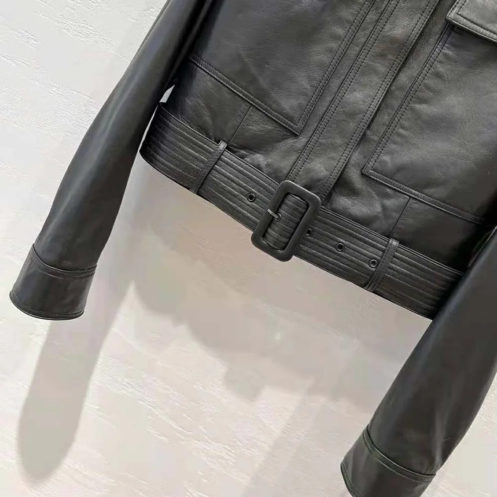 Saint Laurent YSL Cropped Jacket in Drummed Lambskin for Women in Black