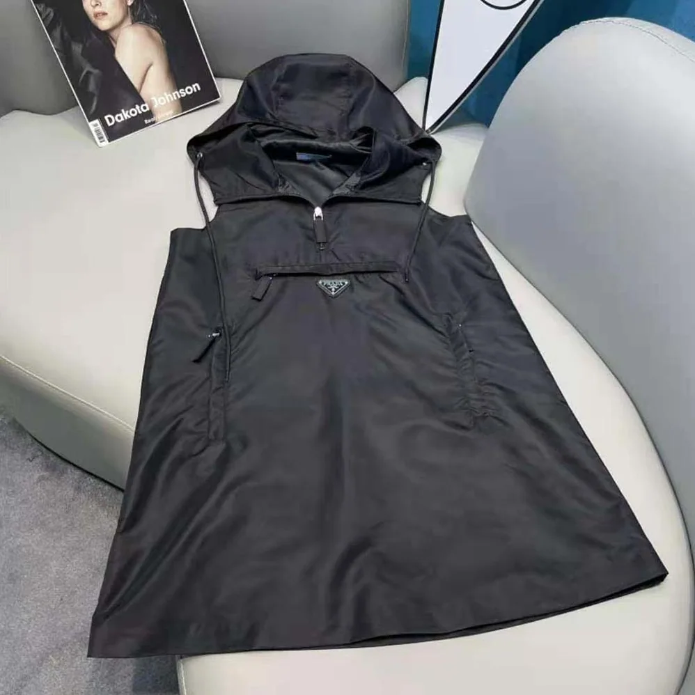 Prada Re-Nylon Mini-Dress with Enameled Metal Triangle Logo for Women