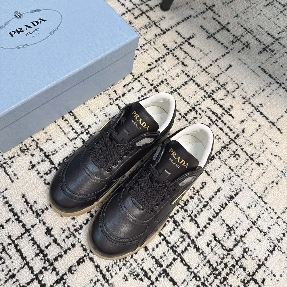 Prada Downtown Nappa Leather Sneakers for Unisex in Black