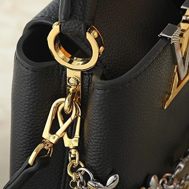 Louis Vuitton Capucines Mini Top Handle Bag in Black Silver Hardware