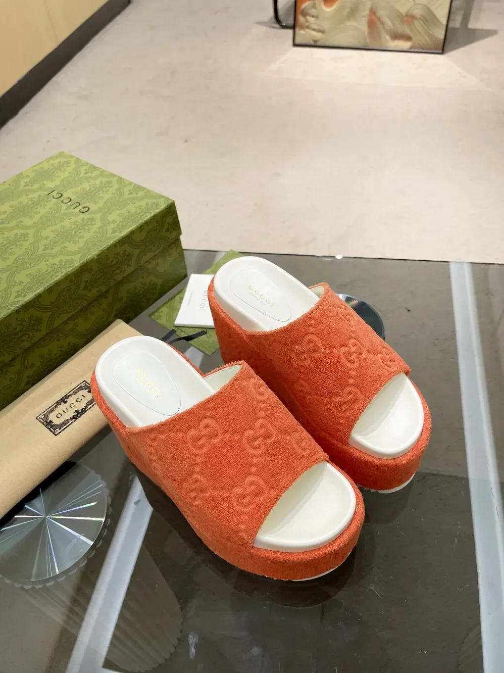 Gucci GG Platform Sandal Orange for Women Gucci GG Platform Sandal Orange for Women