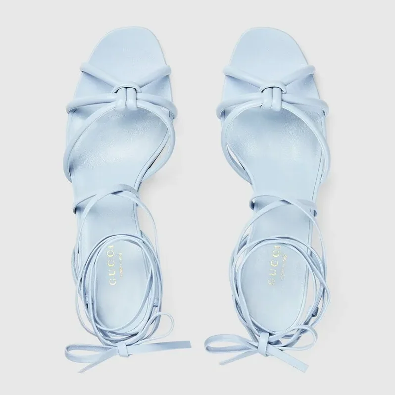 Gucci Strappy Sandal With Bamboo Blue Gucci Strappy Sandal With Bamboo Blue