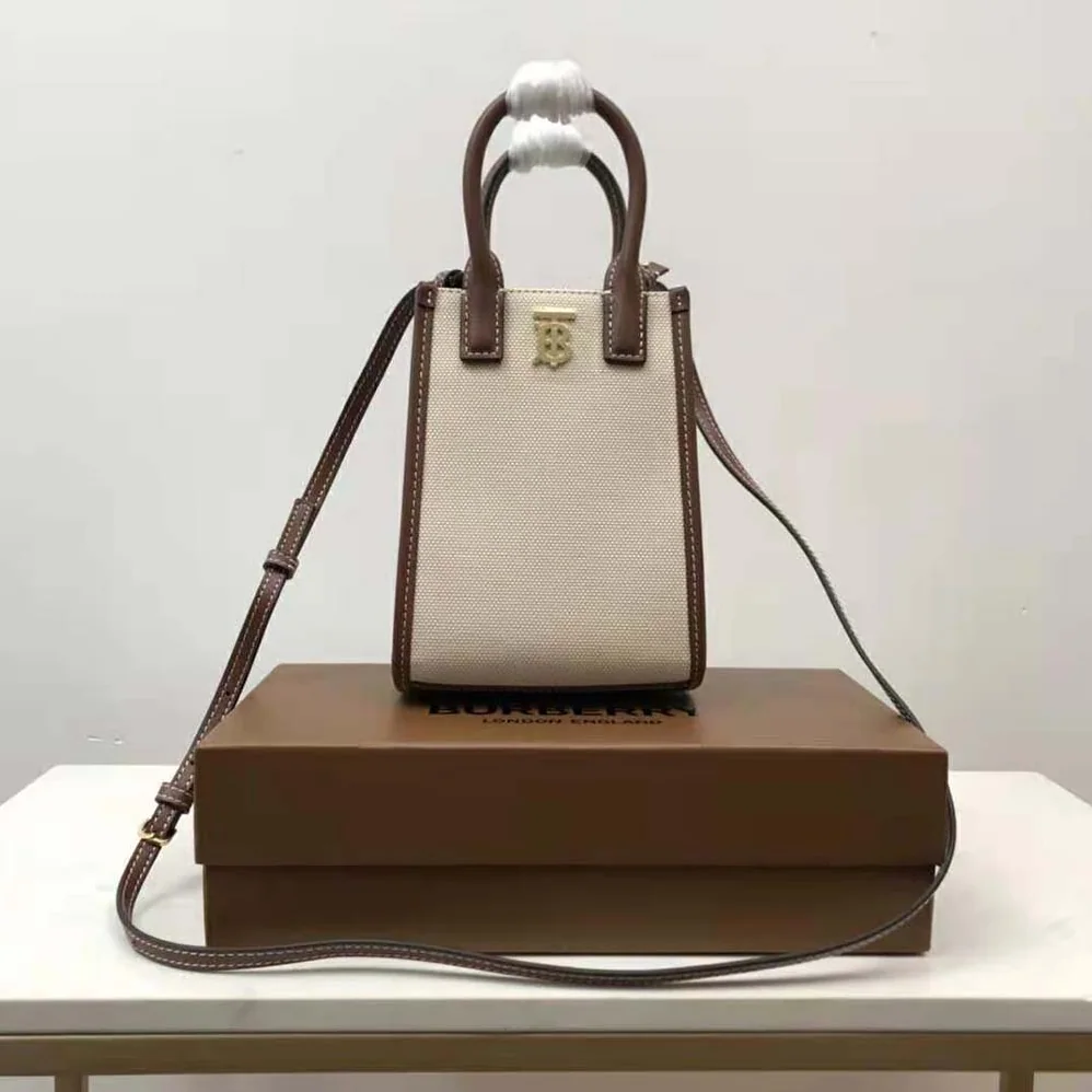 Burberry Micro Monogram Motif Canvas and Leather Tote for Women