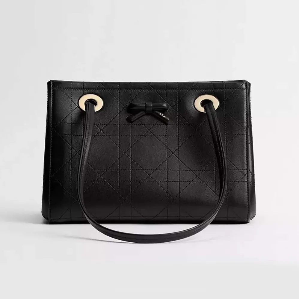 Dior Small Dior Promenade Shopping Bag Black Flat Cannage Calfskin for Women Dior Small Dior Promenade Shopping Bag Black Flat Cannage Calfskin for Women