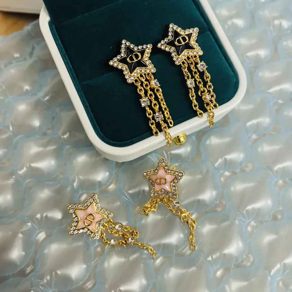 Dior Petit CD Lucky Baroque Earrings Gold-Finish Metal Silver-Tone Crystals D92B for Women Dior Petit CD Lucky Baroque Earrings Gold-Finish Metal Silver-Tone Crystals D92B for Women