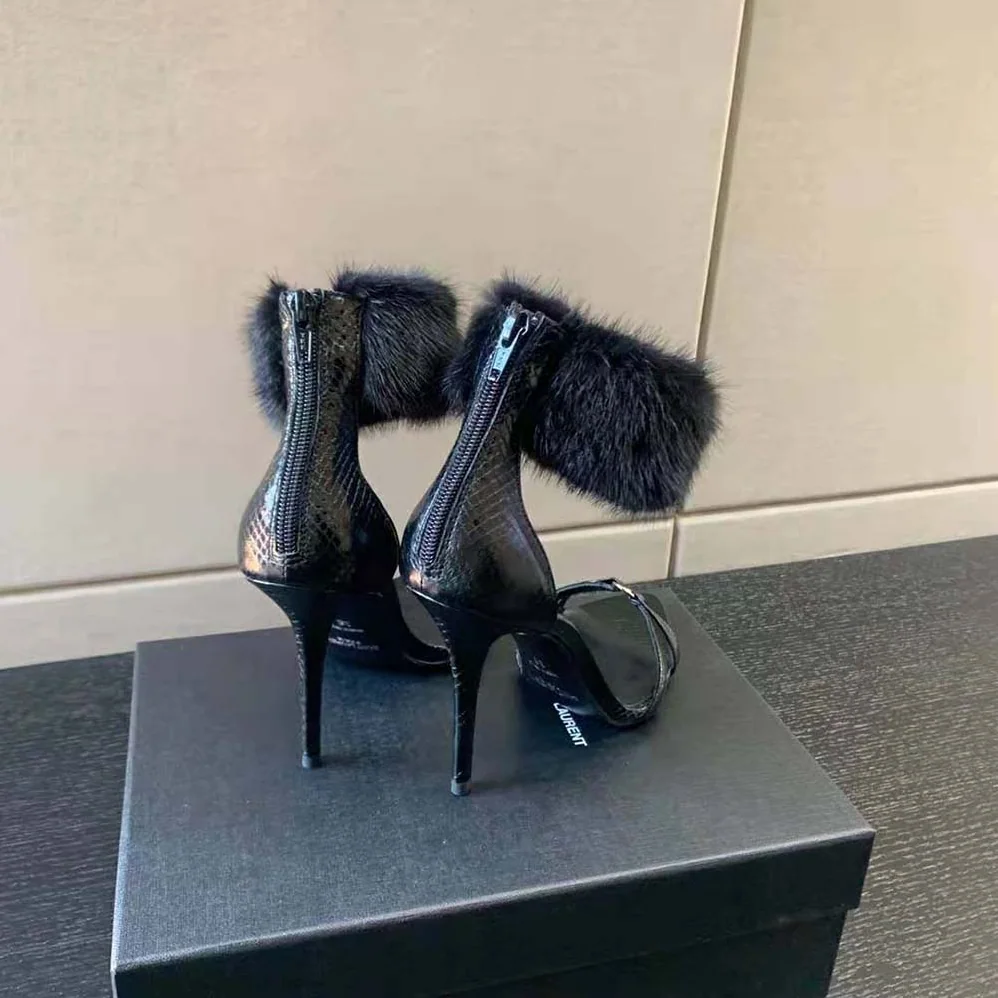 Saint Laurent YSL Satine Sandals in Lacquered Ayers for Women Saint Laurent YSL Satine Sandals in Lacquered Ayers for Women