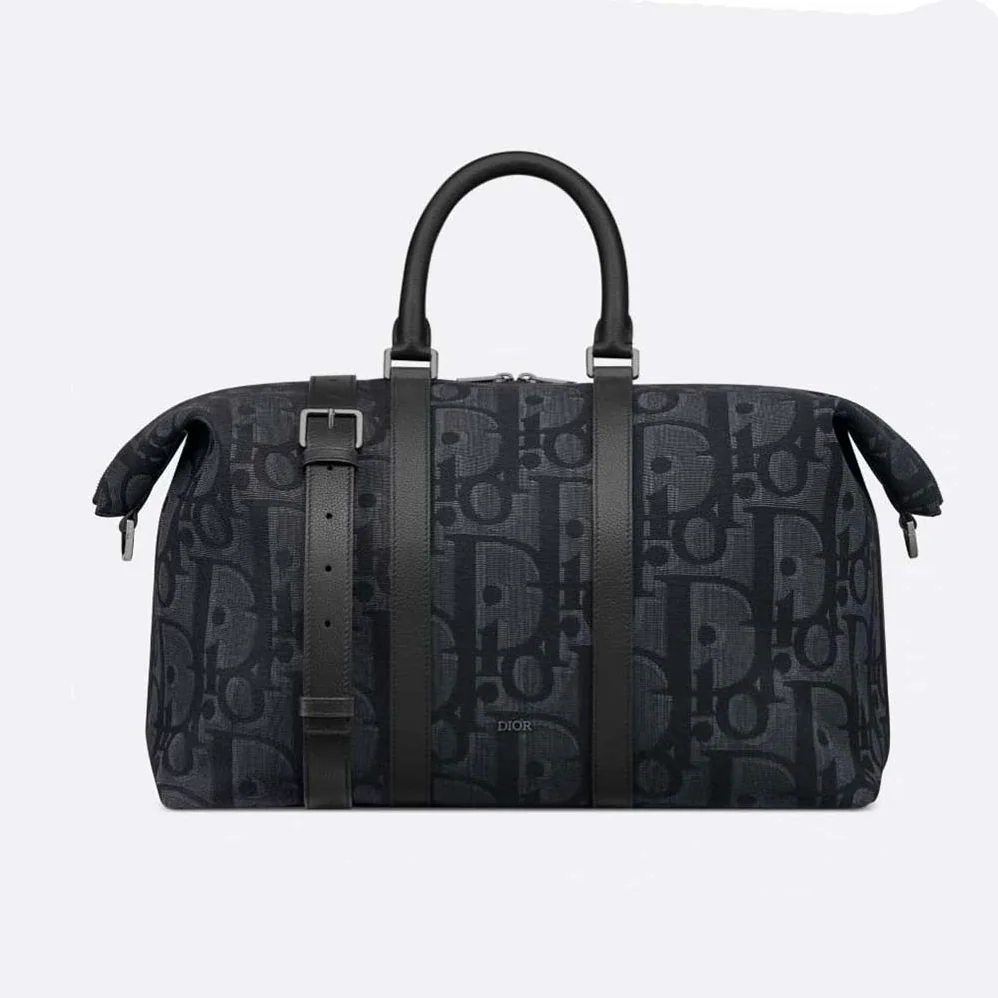 Dior Weekender 50 Bag Black Maxi Dior Oblique Jacquard for Men