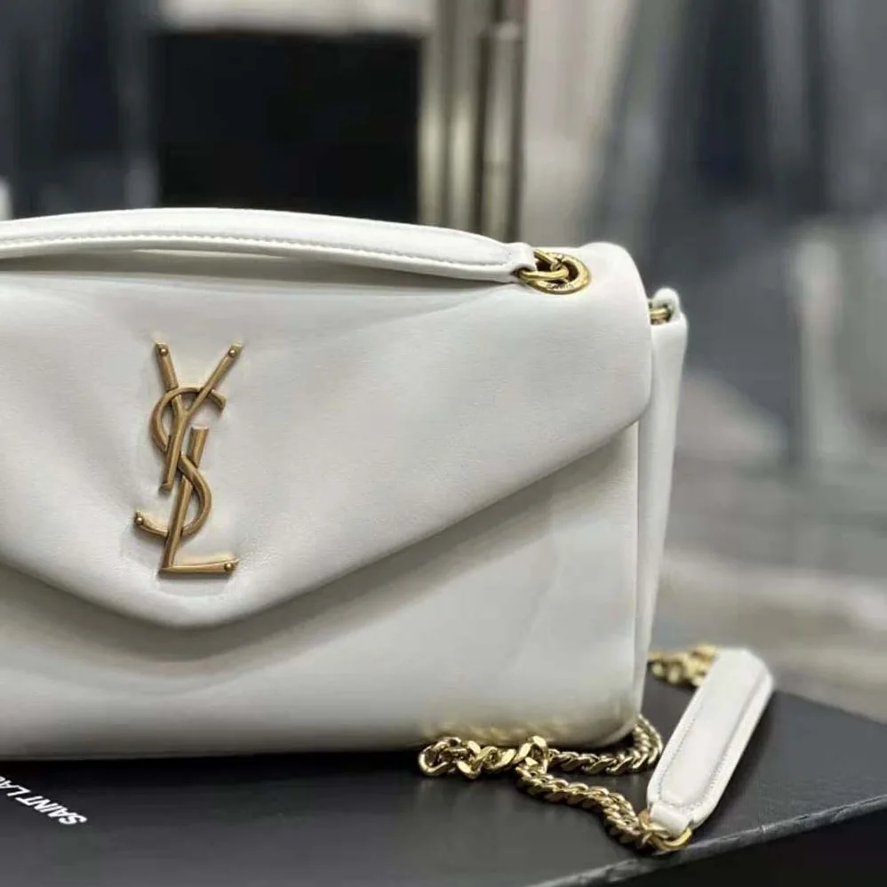 Saint Laurent YSL Calypso in Lambskin for Women in White Saint Laurent YSL Calypso in Lambskin for Women in White