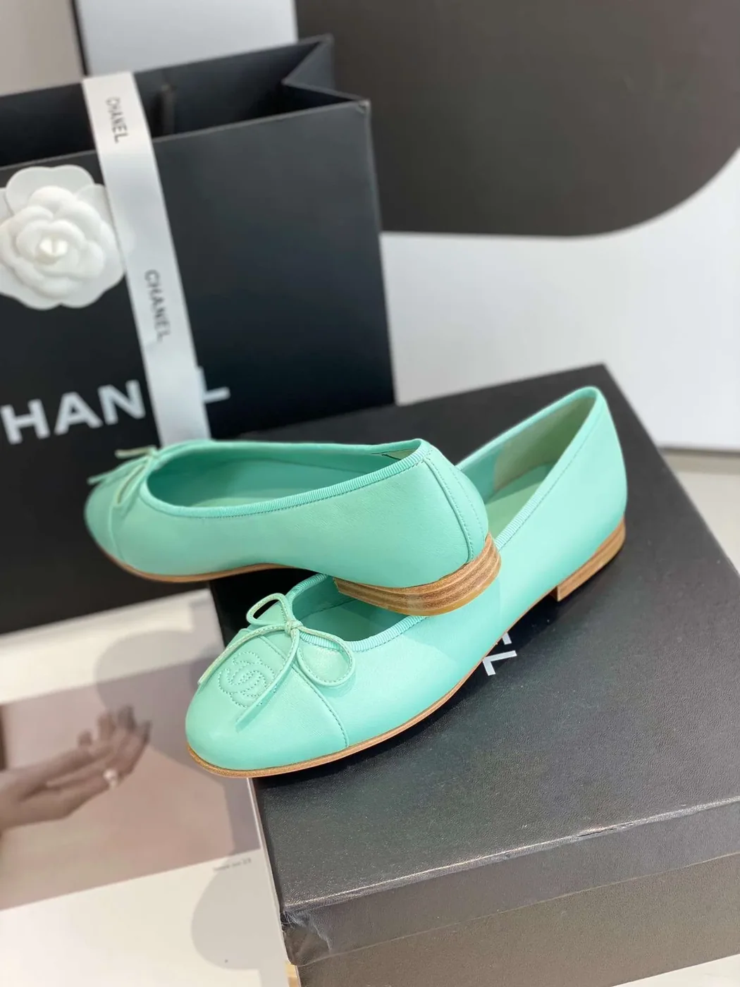Chanel Ballet Flats Jade Green