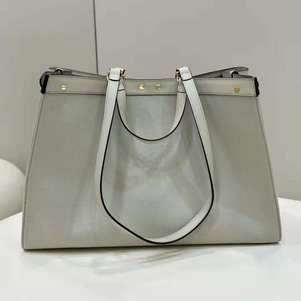 Fendi X-Tote Light Green Canvas Shopper with FF Embroidery for Women Fendi X-Tote Light Green Canvas Shopper with FF Embroidery for Women