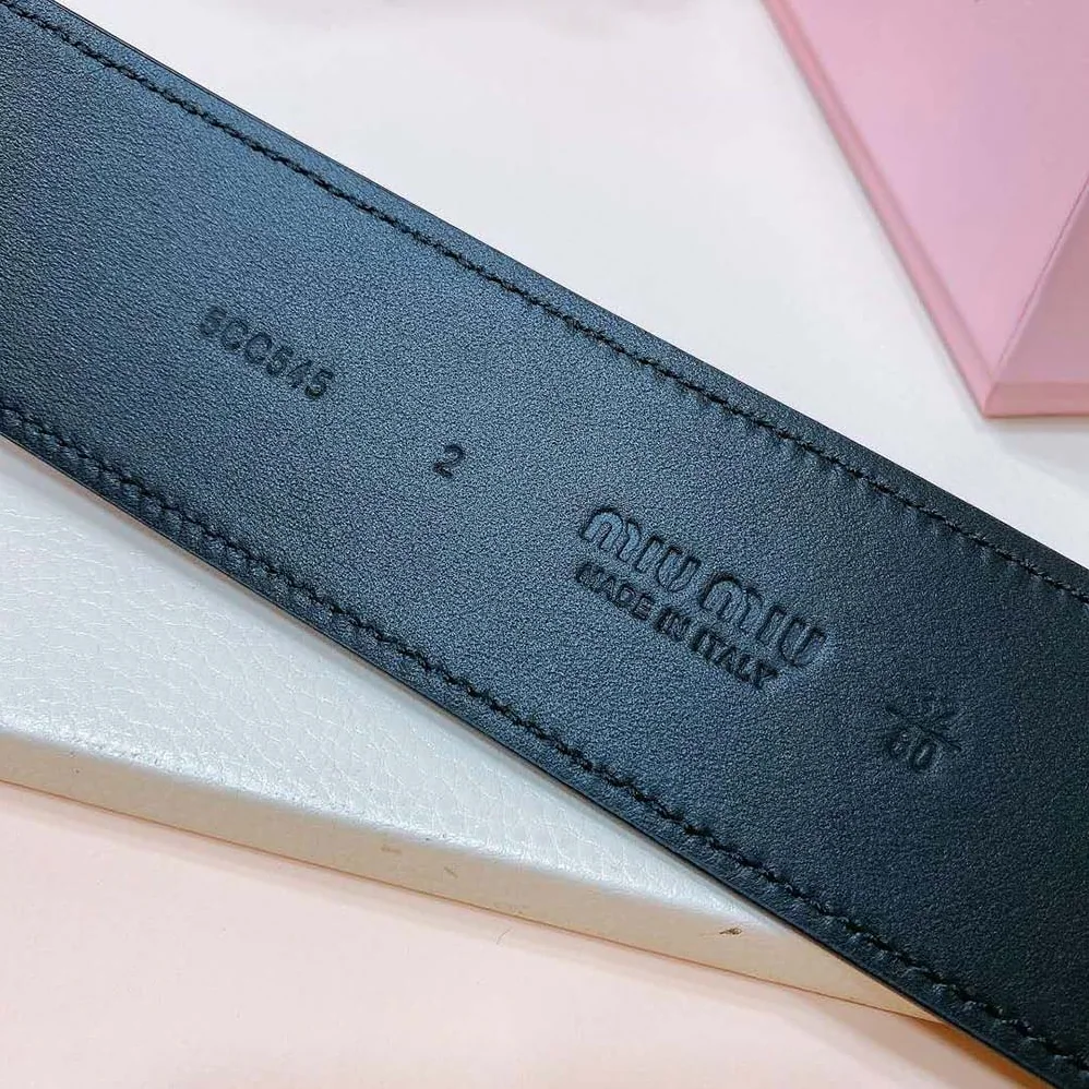 Miu Miu Leather Belt-Black 5CC589_2E6Y_F0002 for Women Miu Miu Leather Belt-Black 5CC589_2E6Y_F0002 for Women
