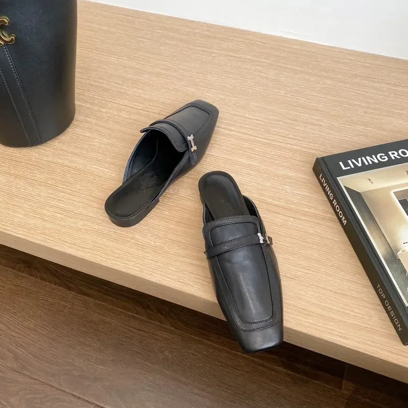 Hermes Groupie Mules Black