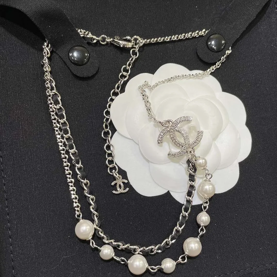 Chanel CC Double Layer Necklace White Chanel CC Double Layer Necklace White