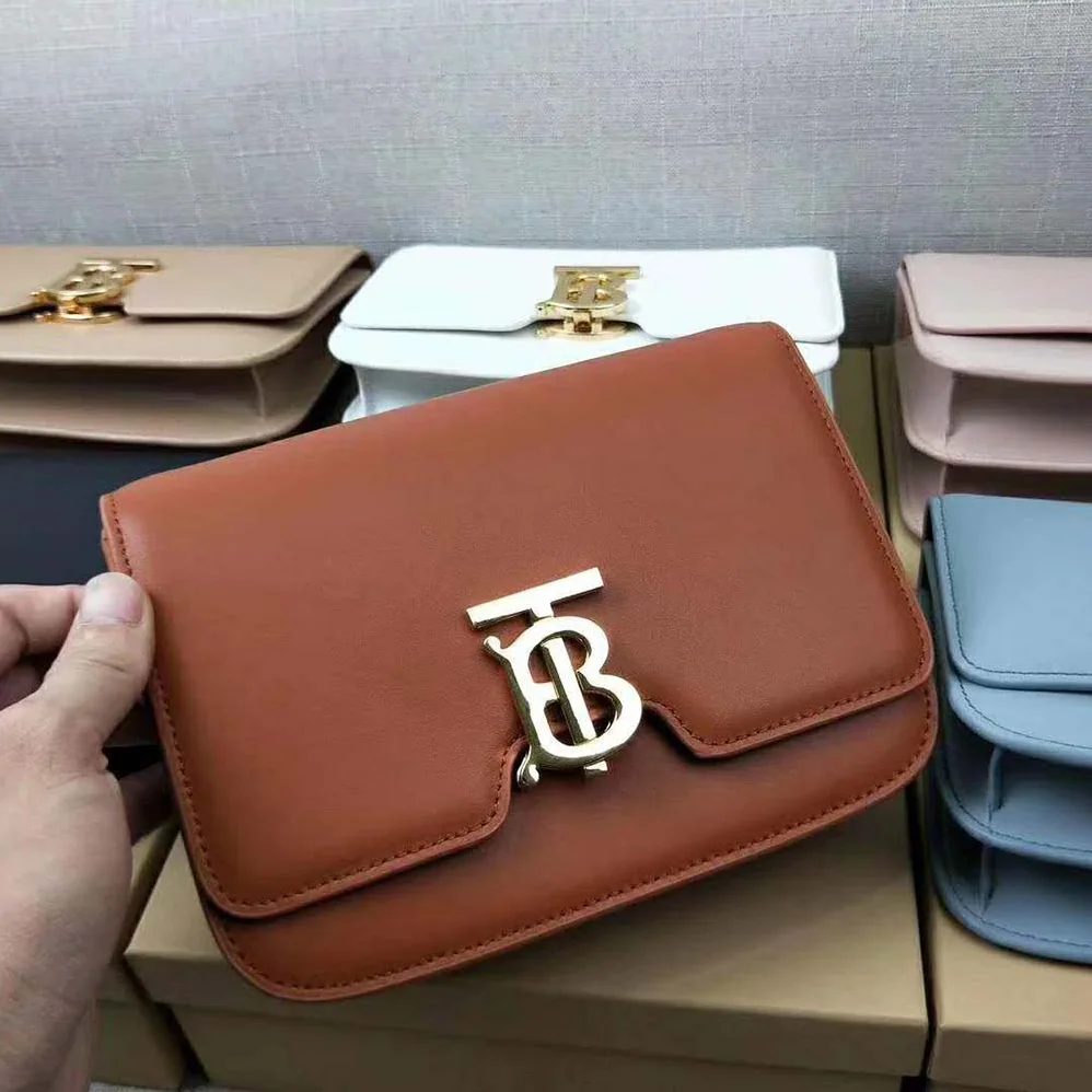 Burberry Small Leather TB Bag for Women in Brown